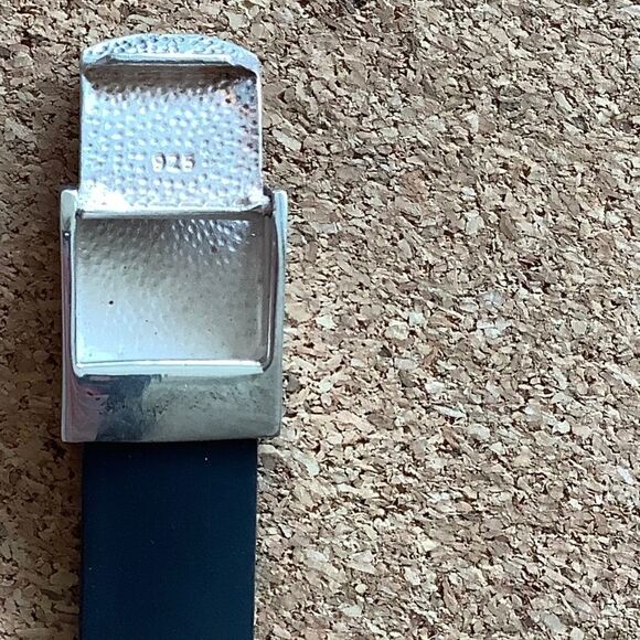 STERLING SILVER 925 SILICONE BLACK BAND RED EVAL EYE GOOD LUCK BRACELET STERLING - Picture 6 of 9